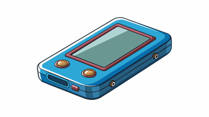 A small handheld communication tool with a sleek design. It has a glossy finish and a thin body with a small speaker at the top and a charging port at. Cartoon Vector.