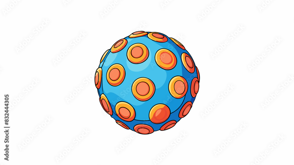Poster a small rubber or plastic ball with a bumpy texture and bright colors used for playing catch or as a