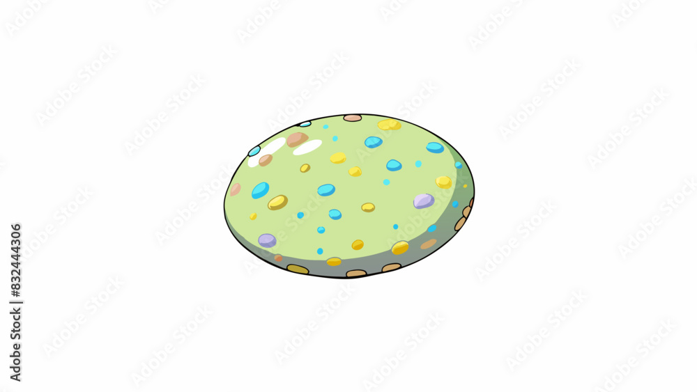 Poster A small round pebble with smooth edges and colorful speckles.. Cartoon Vector.