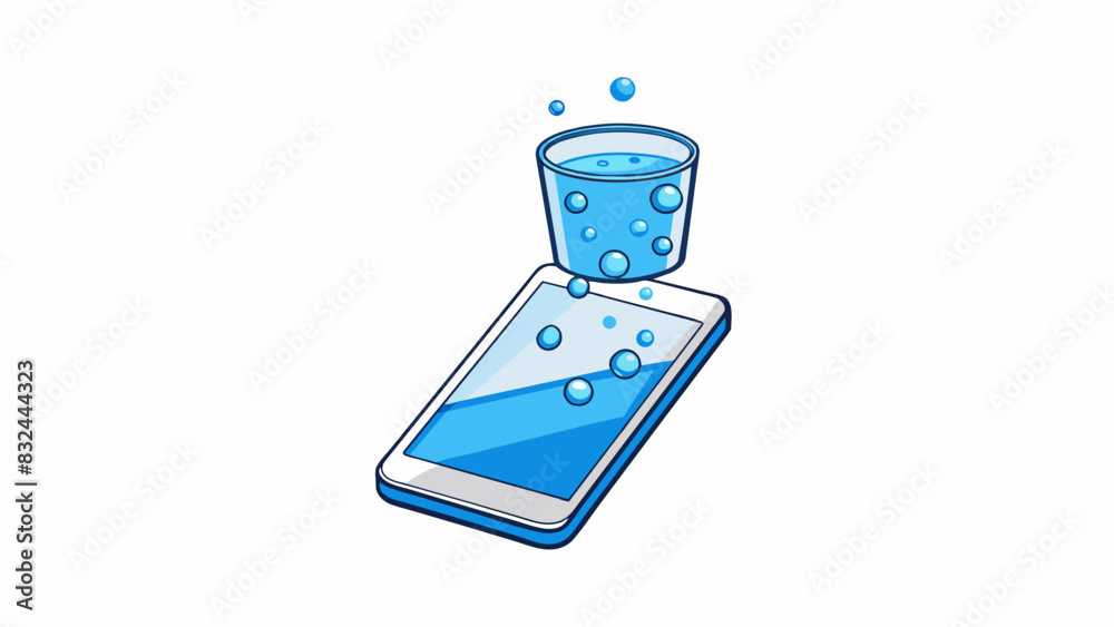 Poster a small white tablet dissolving in a glass of water releasing gas bubbles and turning the liquid a v