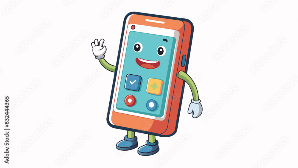 Aufkleber A smartphone responds to voice commands opening apps or making calls based on the users requests. Its sleek design and sensitive screen make it. Cartoon Vector.