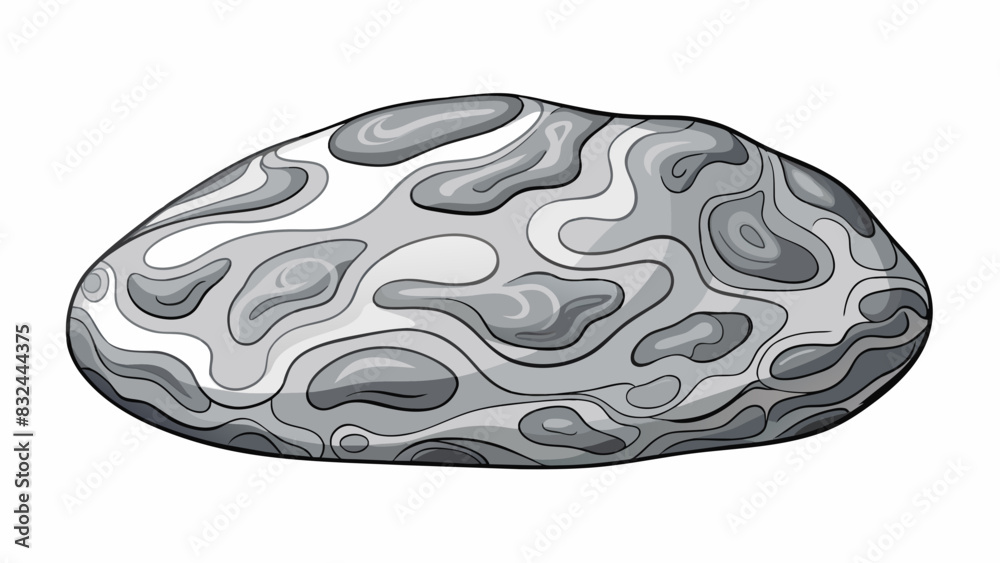 Aufkleber A smooth polished rock with intricate patterns of white and gray originated from a molten lava flow deep within the earths surface.. Cartoon Vector.