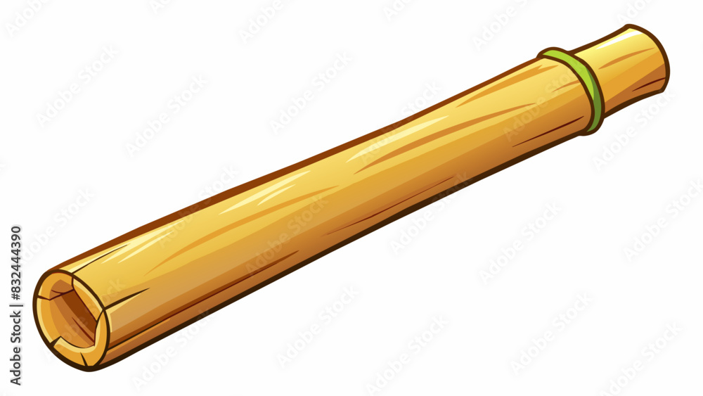 Poster a smooth polished stick harvested from a bamboo plant. it is cylindrical in shape and has a shiny al