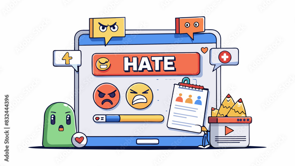 Sticker A social media post featuring hate speech and derogatory slurs causing harm and discrimination towards a specific group.. Cartoon Vector.