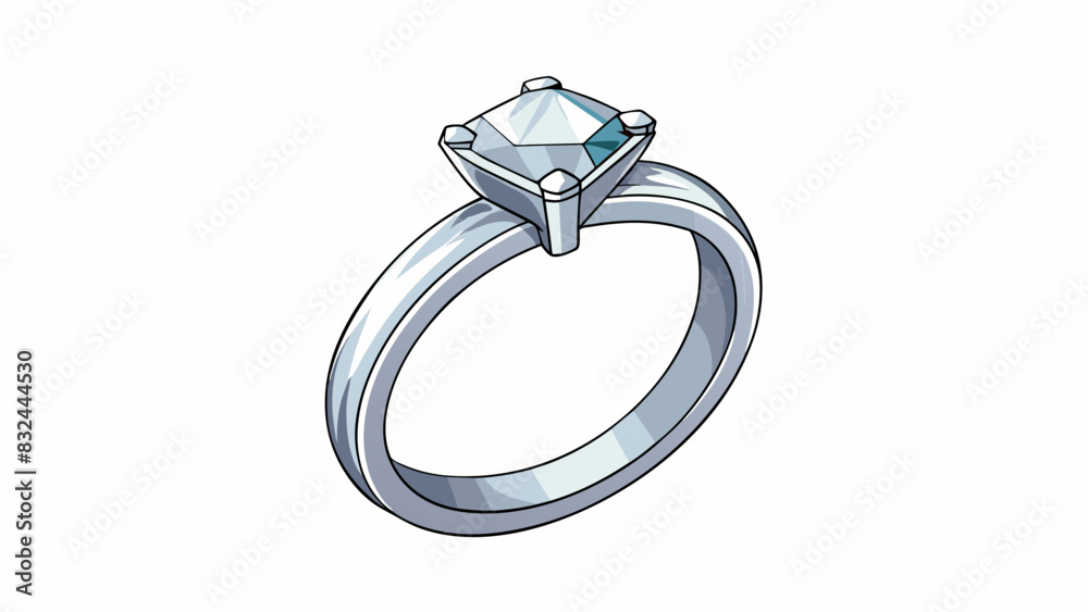 Poster A sparkling diamond ring set in a platinum band entitles the wearer to eternal love and commitment in a marriage.. Cartoon Vector.