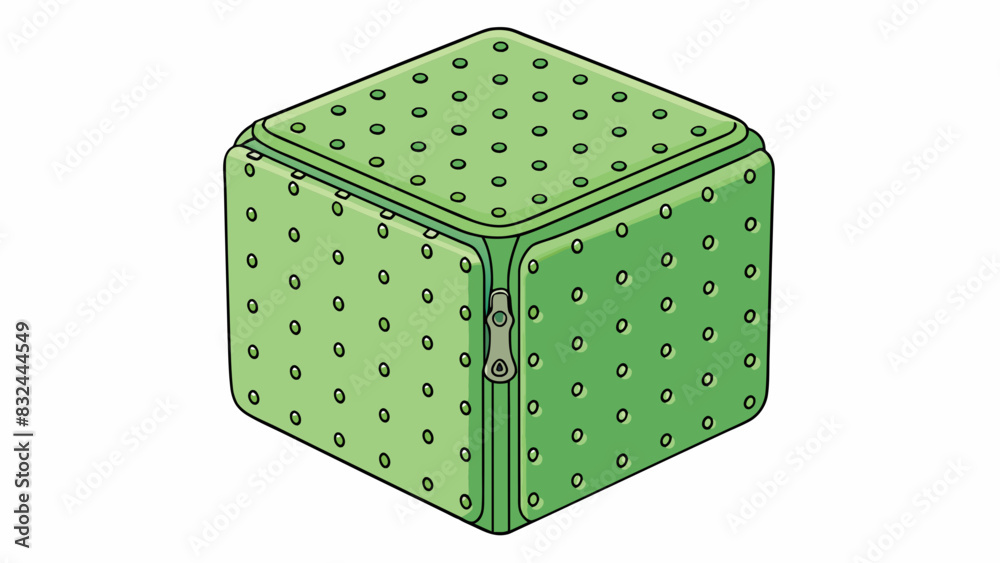 Poster A squareshaped container made of a soft flexible material. It has a pattern of small holes on the sides allowing air to pass through and a zipper on. Cartoon Vector.