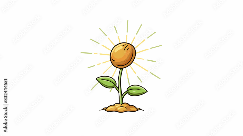 Poster a sprouting seed in a flourishing garden its small leaves reaching towards the sun a sign of progres