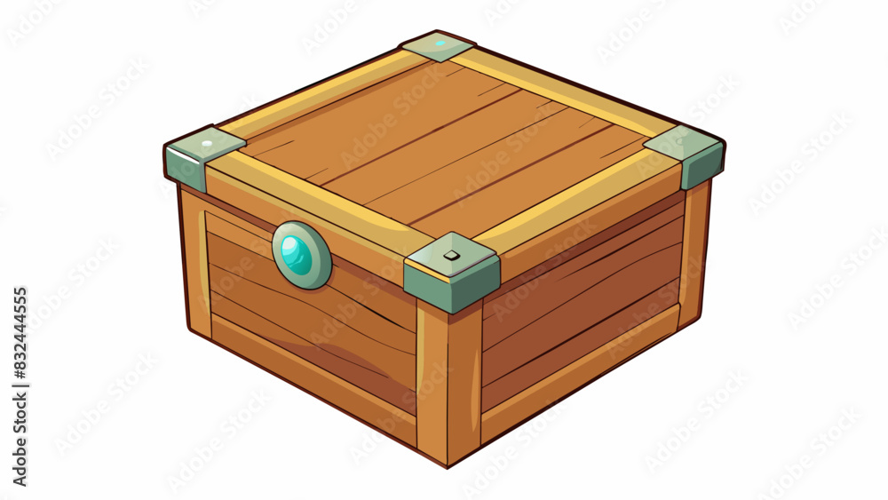 Poster A squareshaped box with a hinged lid made of wood and used to store and organize belongings.. Cartoon Vector.