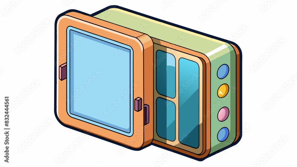Fototapete A squareshaped device with rounded edges and a foldable design. When unfolded it reveals a large touch screen display and when folded it becomes a. Cartoon Vector.