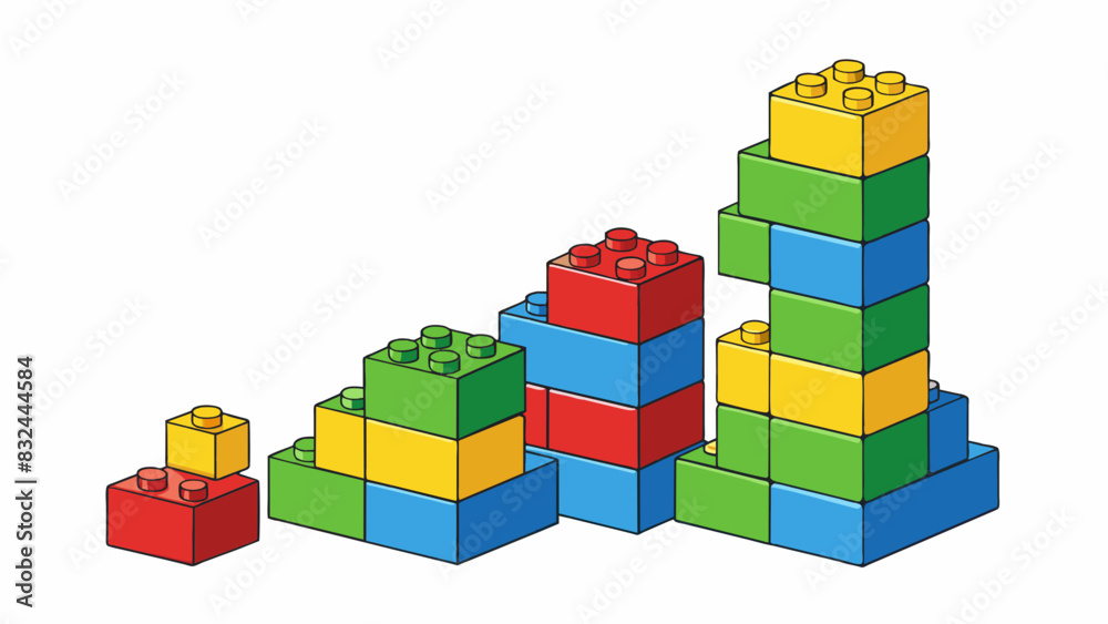 Poster A stack of colorful building blocks arranged in order from smallest to largest.. Cartoon Vector.
