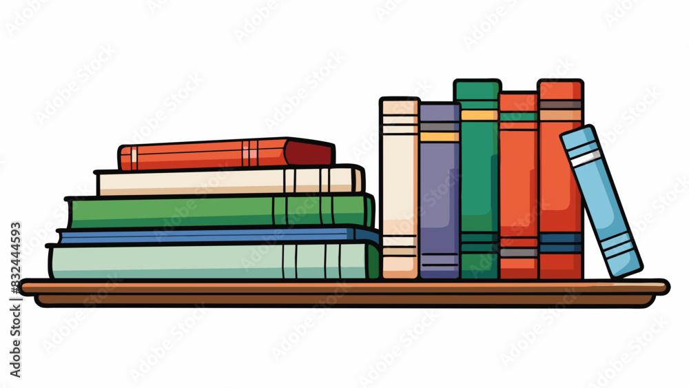 Poster A stack of books on a shelf with the ones in the front clearly visible and easy to reach but the ones at the back are obscured and require effort to. Cartoon Vector.