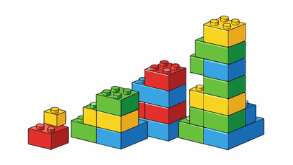 A stack of colorful building blocks arranged in order from smallest to largest.. Cartoon Vector.