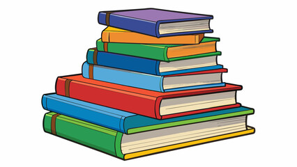 A stack of books p side by side on a shelf occupying a shorter and wider space compared to the same number of books stacked on top of each other. Cartoon Vector.
