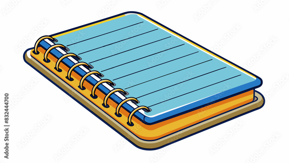 Poster A standardsized notebook with lined pages and a durable cover.. Cartoon Vector.