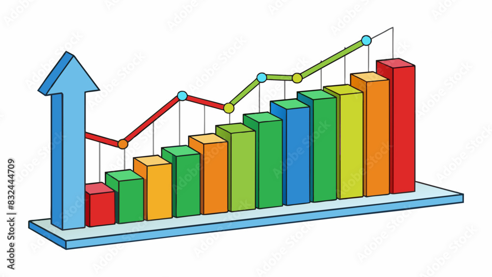 Poster A stock market graph A line graph that shows the rise and fall of stock prices over a period of time. The graph is marked with different colors and. Cartoon Vector.