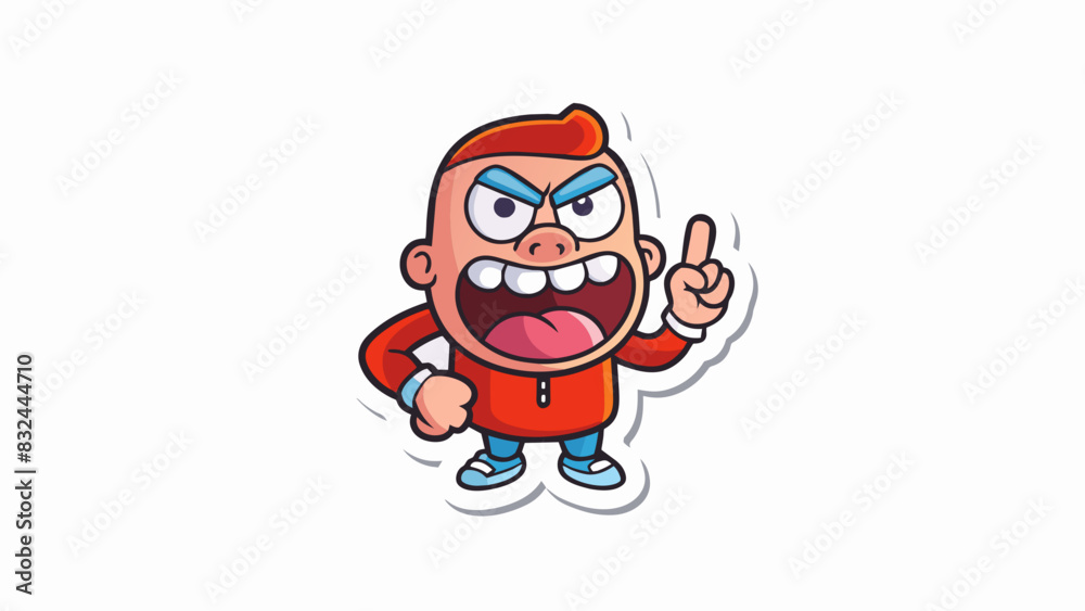 Poster A sticker depicting a cartoon character with offensive gestures and words causing anger and disgust.. Cartoon Vector.