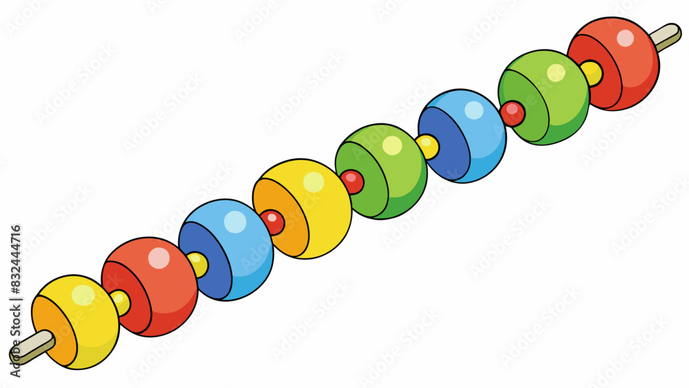Poster A string of colorful beads with each bead representing an amino acid and the sequence in which they are organized determining the overall structure. Cartoon Vector.