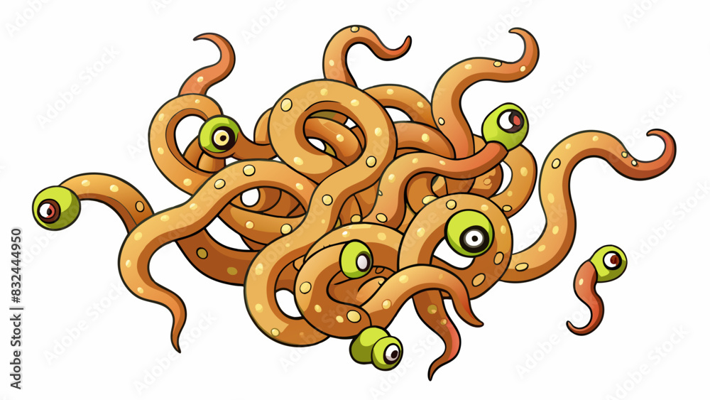 Poster A swarm of writhing tentacles each covered in slimy suction cuplike appendages slithering towards its prey with an insatiable hunger.. Cartoon Vector.