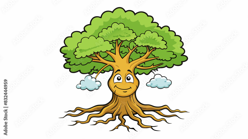 Poster a sy oak tree standing tall and proud amidst a raging storm. the trees deep roots and solid trunk sy