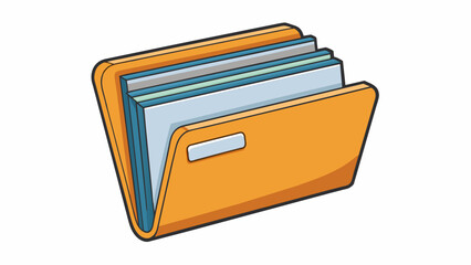 A tab on a file folder has a round foldable flap that sticks out. It is used to label and organize the contents of the folder. The tab can be written. Cartoon Vector.
