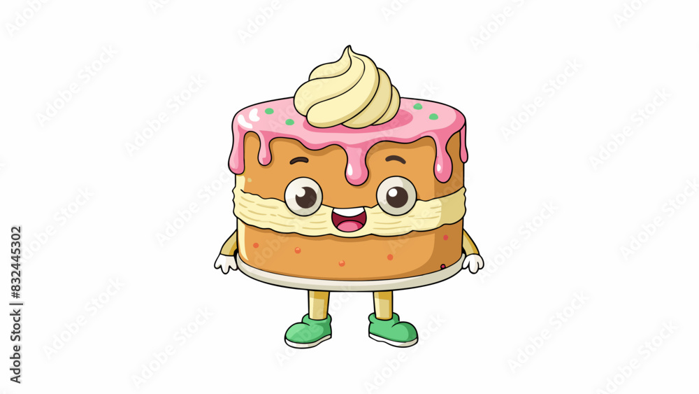 Poster a thick layer of creamy frosting on a freshly baked cake with a smooth and rich texture. its thickne