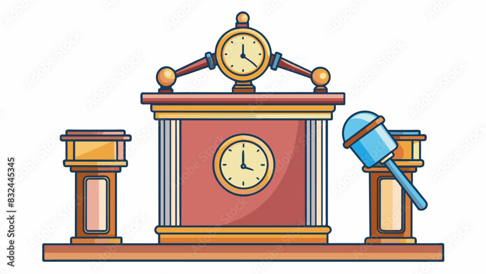 Poster a third illustration could be a podium with a gavel and a clock in front of it indicating the author