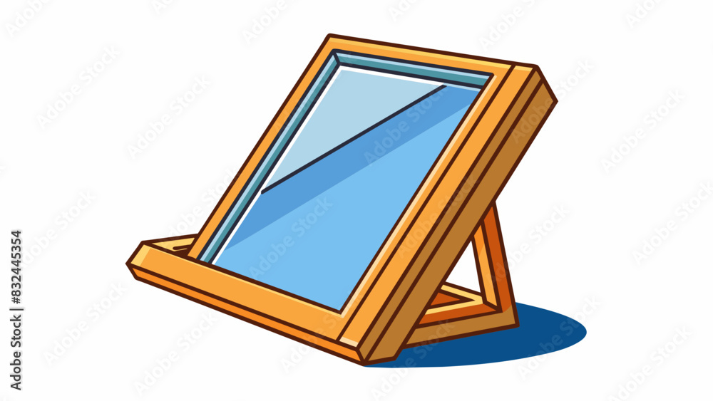Poster A tilted picture frame on a wall indicating a dipslip fault where one side of the frame is higher than the other due to vertical movement of the. Cartoon Vector.
