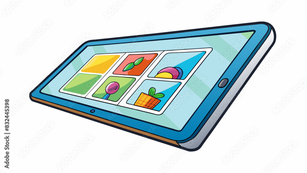 Aufkleber a thin flexible sheet of glass with a metal frame resembling a large tablet. it responds to touch an