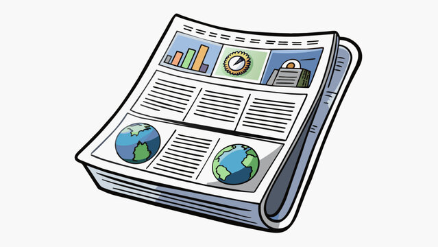 A thick weekly paper with a glossy cover and indepth investigative articles featuring a mix of local national and international news and opinion. Cartoon Vector.