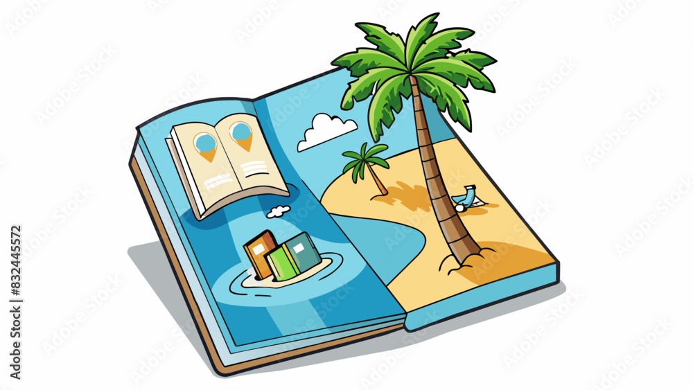 Aufkleber a travel brochure suggests an idyllic tropical paradise with crystal clear waters palm trees swaying