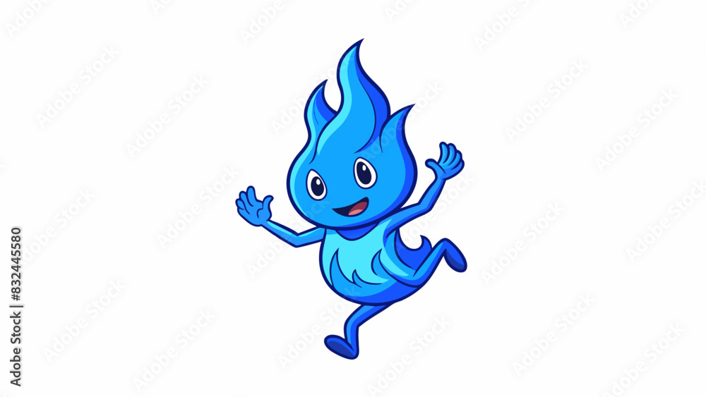 Poster A translucent blue flame that dances and flickers in the air. It sways with a fluid and graceful motion as if following an invisible breeze. Despite. Cartoon Vector.