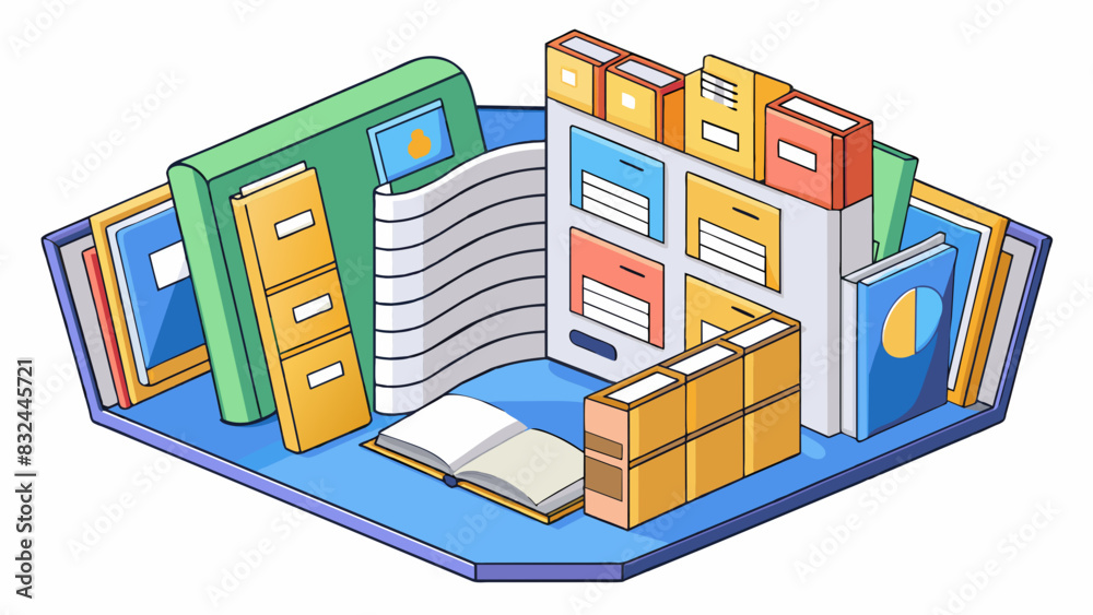 Aufkleber A vast virtual library filled with billions of pages of text images and videos accessed through web browsers.. Cartoon Vector.
