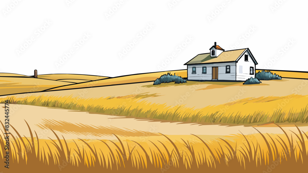 Poster a vast open prairie stretching as far as the eye can see with tall swaying grasses swaying in the wi