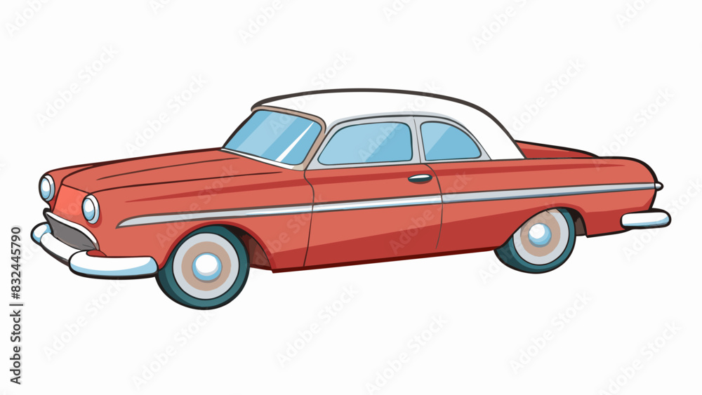 Aufkleber A vintage car with chrome details and a sleek aerodynamic shape capturing its classic and elegant appeal.. Cartoon Vector.