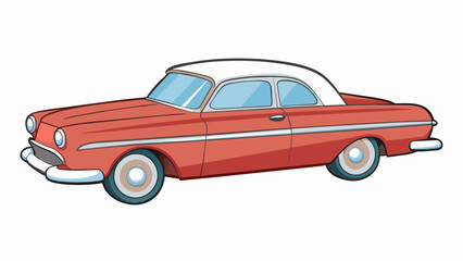 Fototapeta premium A vintage car with chrome details and a sleek aerodynamic shape capturing its classic and elegant appeal.. Cartoon Vector.