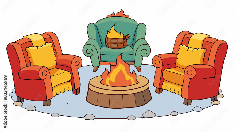 Poster a warm crackling fireplace surrounded by cozy armchairs and fuzzy blankets inviting friends to gathe