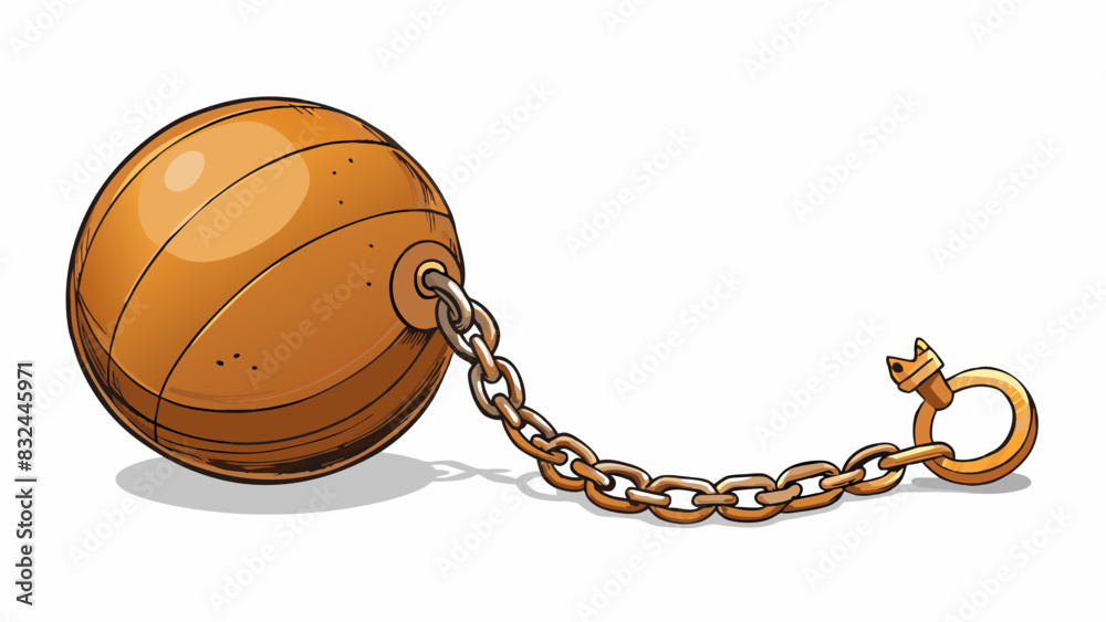 Poster a weighted ball and chain this depiction of debt shows a heavy ball attached to a chain symbolizing 