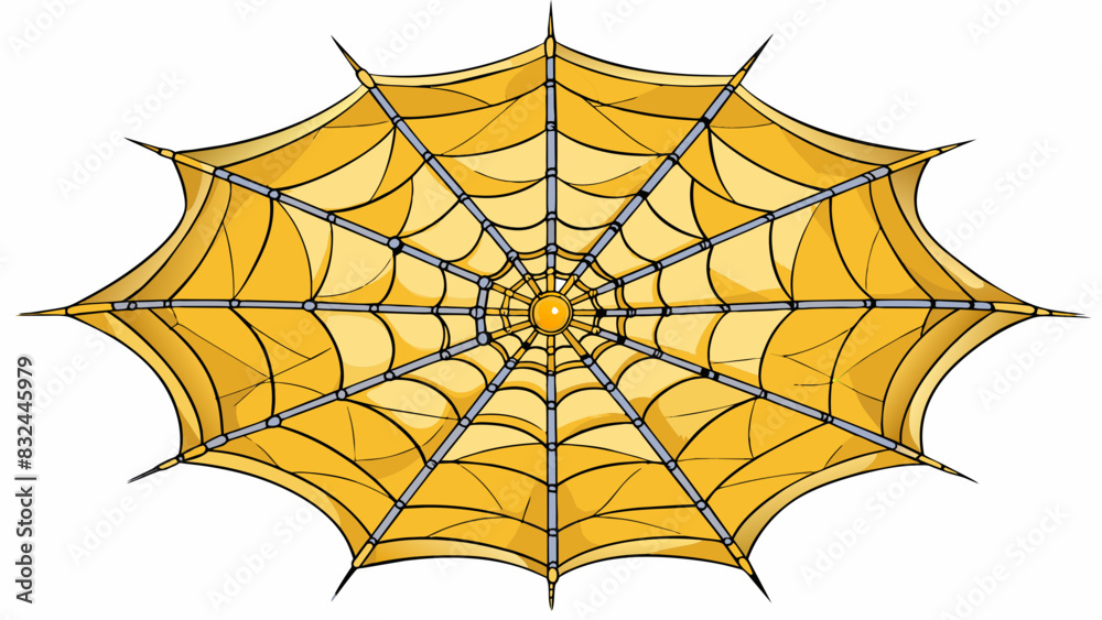 Poster A web of spider silk with each strand essential to the structural integrity and functionality of the entire web.. Cartoon Vector.