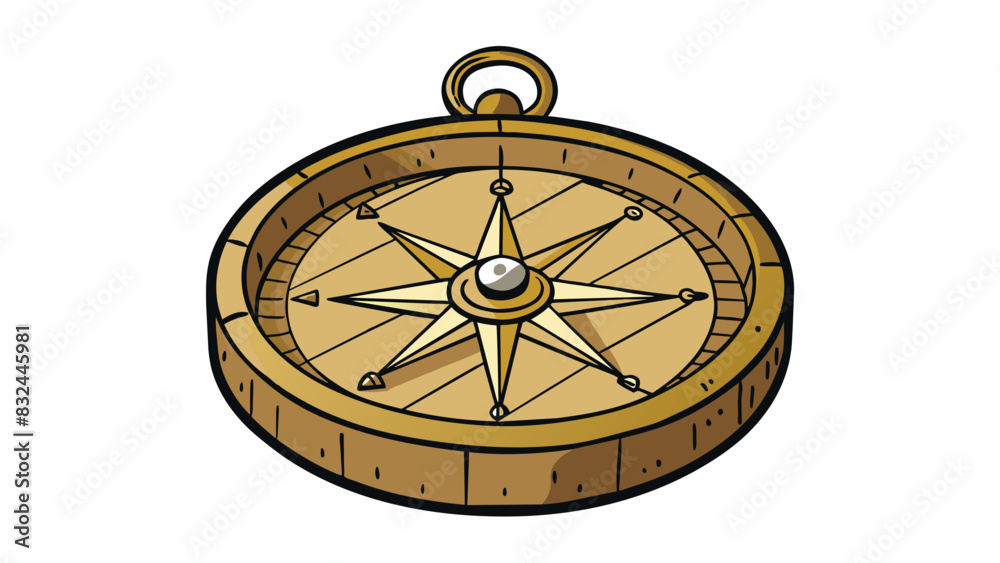 Poster A weathered compass with a small circular dial in the center. The dial has four main directions north south east and west marked in bold letters with. Cartoon Vector.