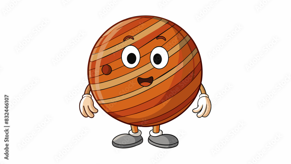 Poster a wooden ball with painted stripes used in the game of bowling. it is heavy and has holes for finger