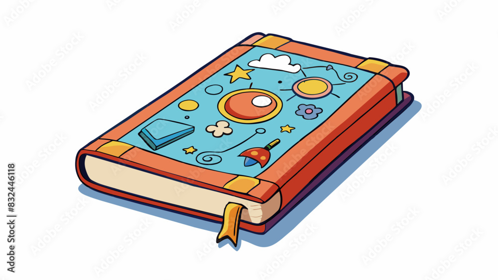 Aufkleber a wellworn notebook sat on the bedside table its cover adorned with doodles and sketches. inside the