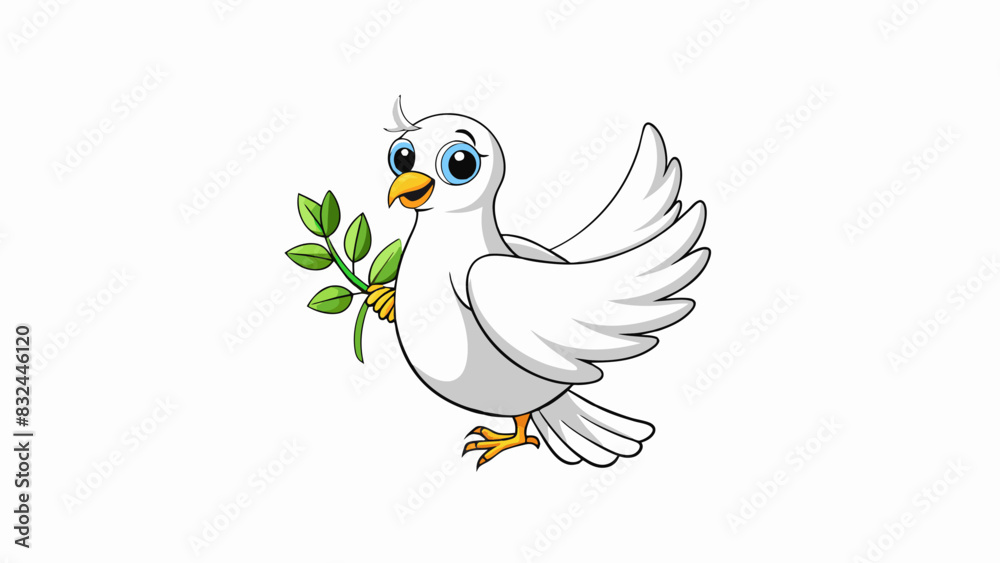 Poster a white dove holding an olive branch in its beak is a classic representation of the theme of peace. 