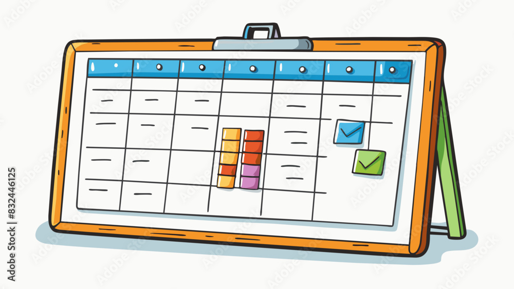Poster A white board covered in colorful dry erase markers with different tasks and deadlines written in neat handwriting serving as a visual reminder to. Cartoon Vector.