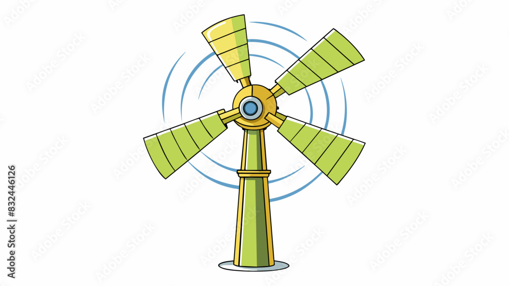 Poster a windmill turning in the breeze its large blades gracefully sweeping through the air. the gentle co