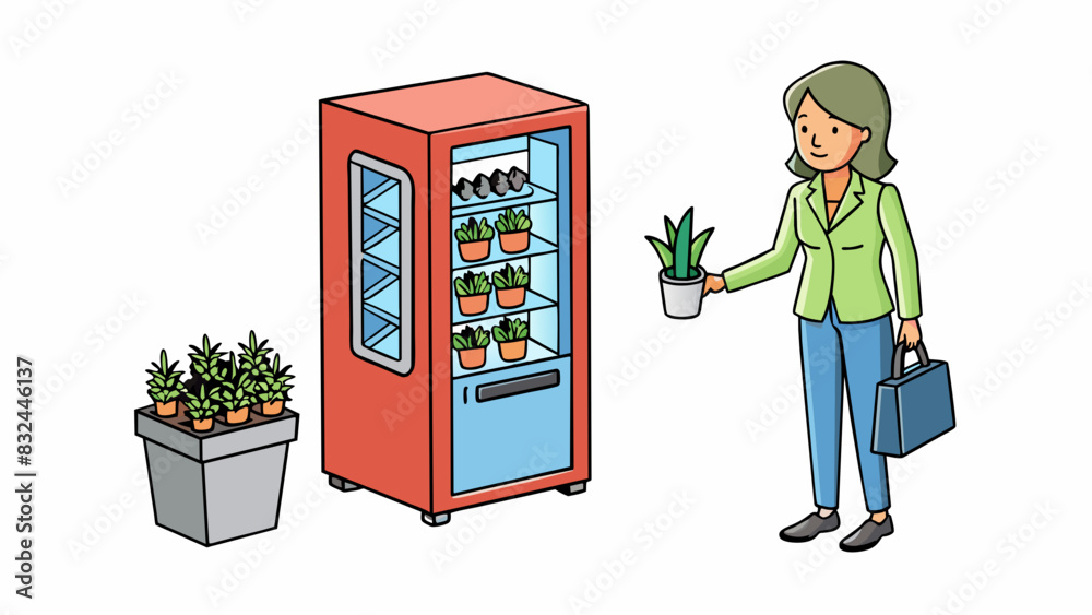 Aufkleber a woman approaches a vending machine expecting to find the usual snacks and drinks but instead sees 