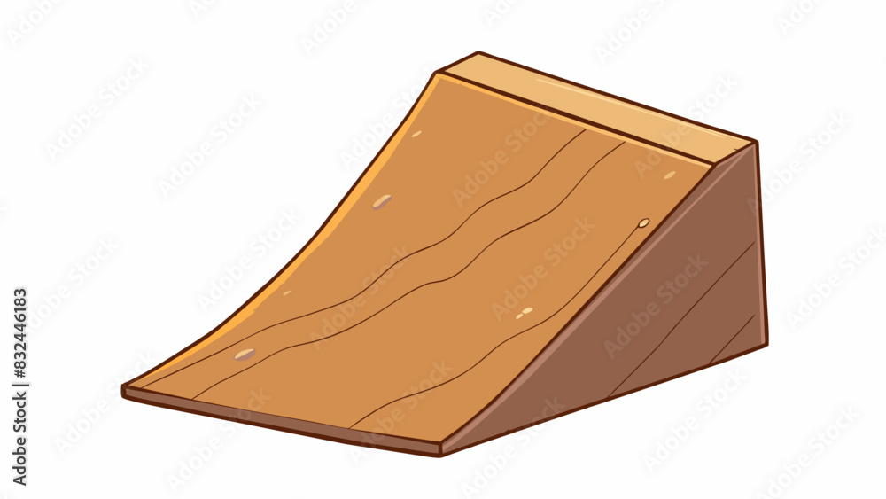 Poster A wooden block with a smooth surface and a rough surface is slid down a slope. The rough surface block travels slower due to increased friction. Cartoon Vector.