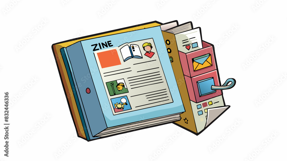 Poster a zine is a handmade publication usually photocopied and stapled together that features unconvention