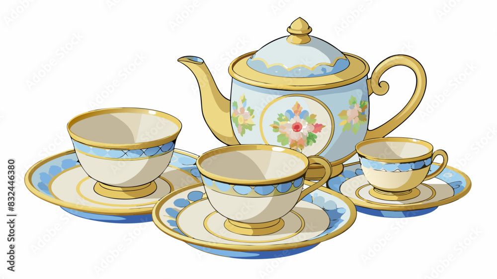 Poster adorned with delicate floral patterns and opulent gold trim the fine tory china set was fit for roya