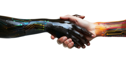 Human shake hands with robot