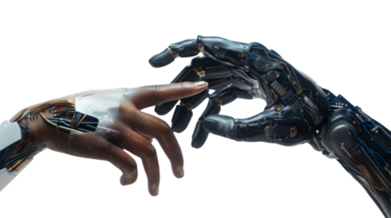 Human shake hands with robot